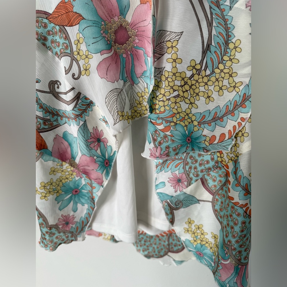Vintage Y2K Fairycore Floral Paisley Asymmetrical Hem Midi Girlhood Core Dress - Picture 13 of 13